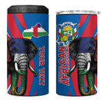 Personalised Central African Republic Elephant 4 in 1 Can Cooler Tumbler Coat Of Arms With Map