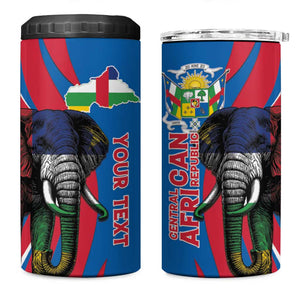 Personalised Central African Republic Elephant 4 in 1 Can Cooler Tumbler Coat Of Arms With Map