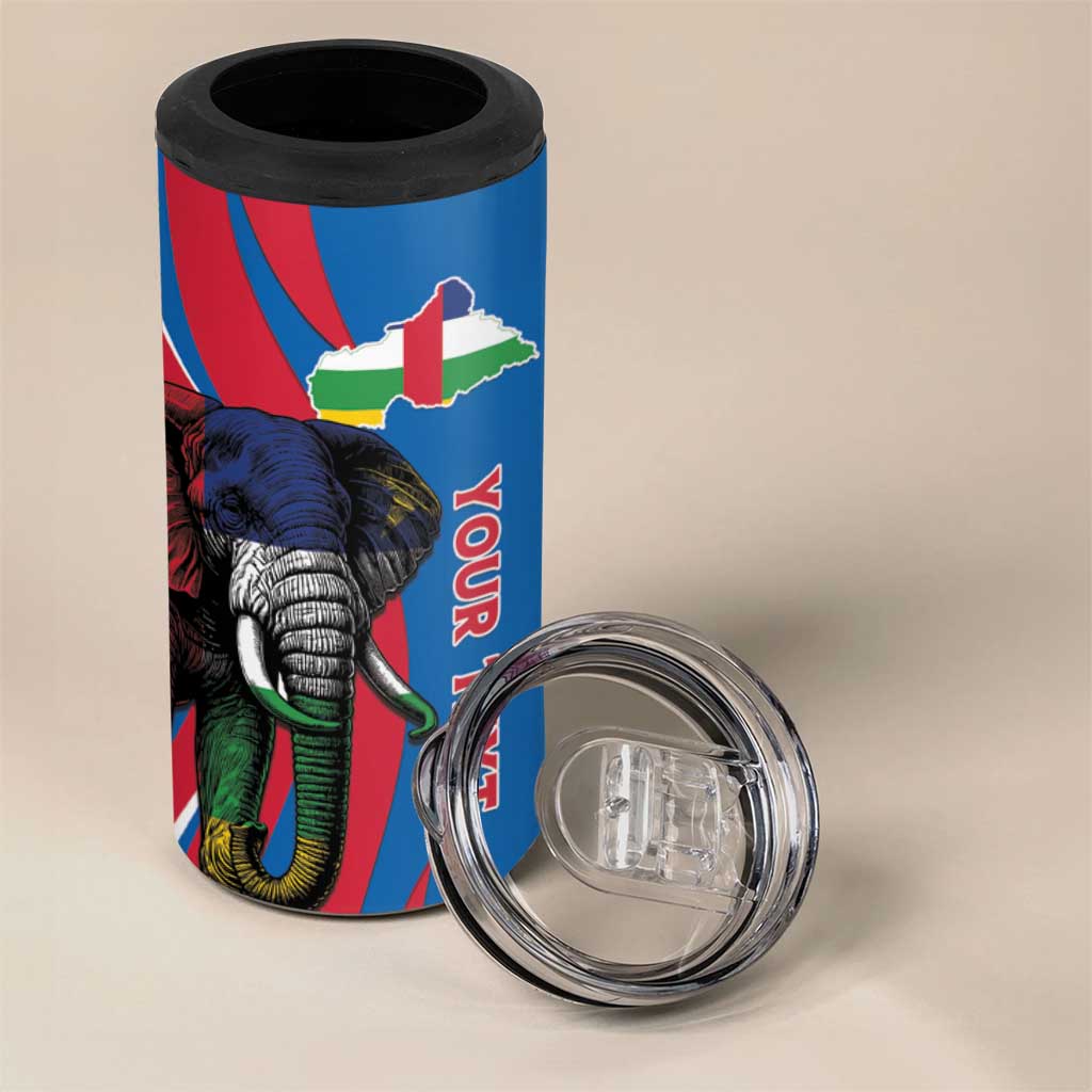 Personalised Central African Republic Elephant 4 in 1 Can Cooler Tumbler Coat Of Arms With Map