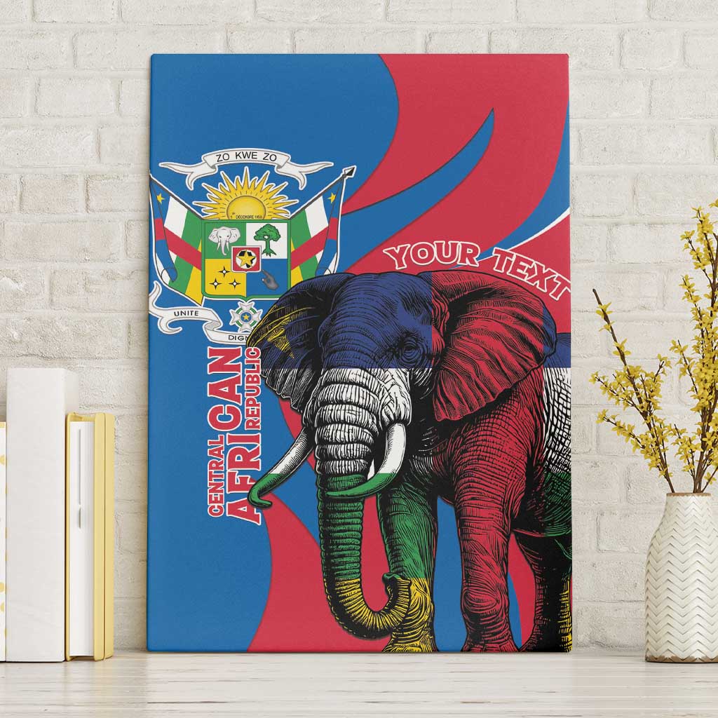 Personalised Central African Republic Elephant Canvas Wall Art Coat Of Arms With Map