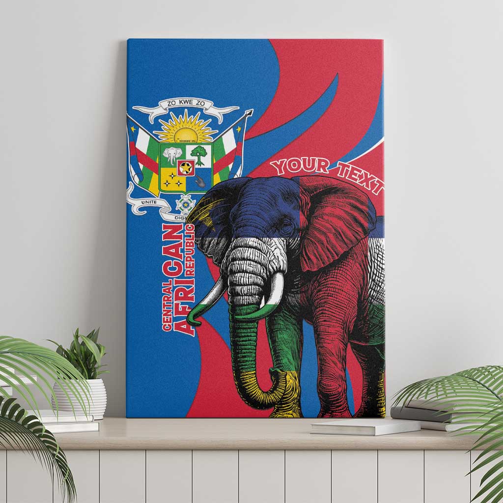 Personalised Central African Republic Elephant Canvas Wall Art Coat Of Arms With Map