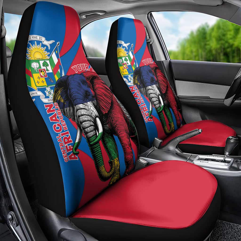Personalised Central African Republic Elephant Car Seat Cover Coat Of Arms With Map