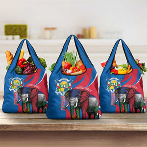 Personalised Central African Republic Elephant Grocery Bag Coat Of Arms With Map