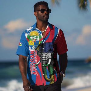 Personalised Central African Republic Elephant Hawaiian Shirt Coat Of Arms With Map