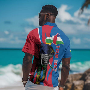 Personalised Central African Republic Elephant Hawaiian Shirt Coat Of Arms With Map