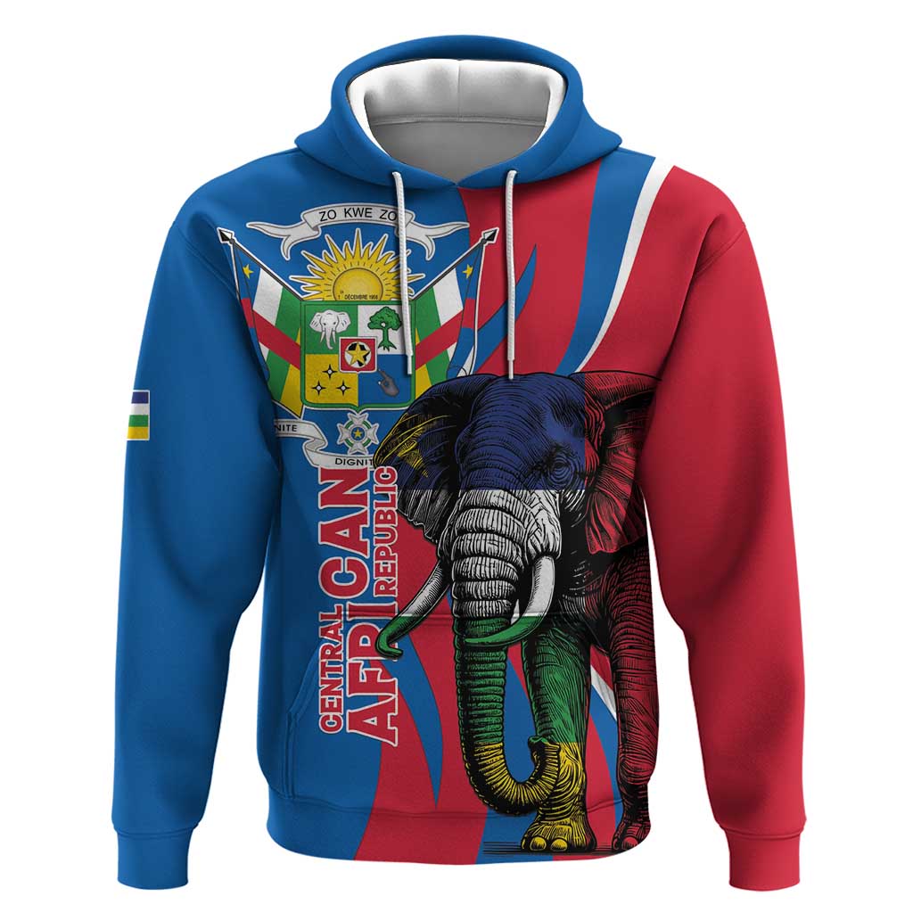 Personalised Central African Republic Elephant Hoodie Coat Of Arms With Map