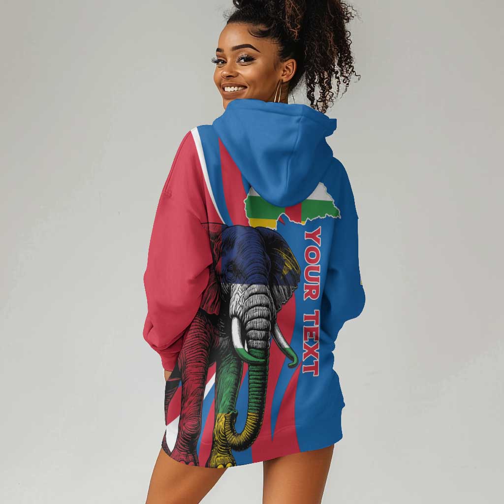 Personalised Central African Republic Elephant Hoodie Dress Coat Of Arms With Map