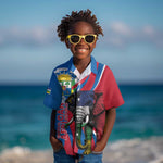 Personalised Central African Republic Elephant Kid Hawaiian Shirt Coat Of Arms With Map