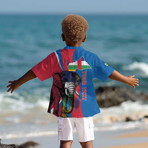 Personalised Central African Republic Elephant Kid Hawaiian Shirt Coat Of Arms With Map