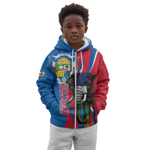 Personalised Central African Republic Elephant Kid Hoodie Coat Of Arms With Map