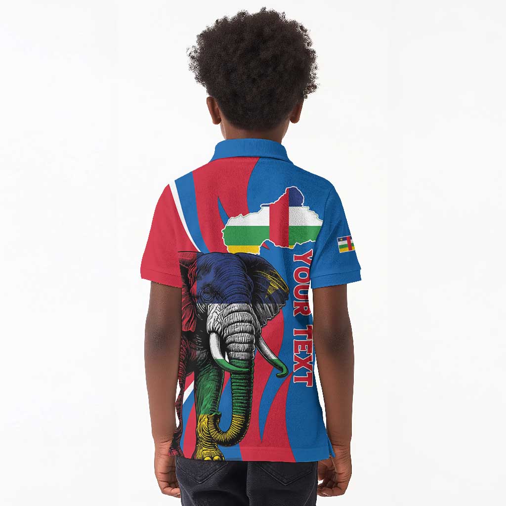 Personalised Central African Republic Elephant Kid Polo Shirt Coat Of Arms With Map