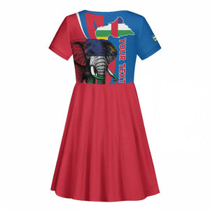 Personalised Central African Republic Elephant Kid Short Sleeve Dress Coat Of Arms With Map
