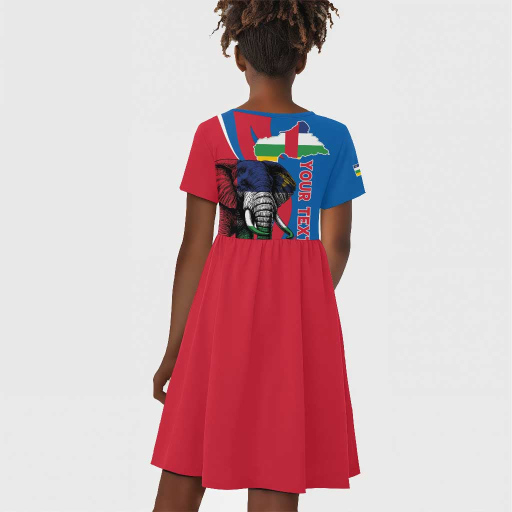 Personalised Central African Republic Elephant Kid Short Sleeve Dress Coat Of Arms With Map