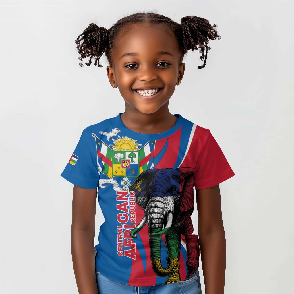 Personalised Central African Republic Elephant Kid T shirt Coat Of Arms With Map