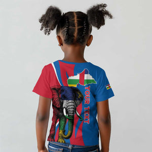 Personalised Central African Republic Elephant Kid T shirt Coat Of Arms With Map