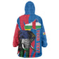 Personalised Central African Republic Elephant Kid Wearable Blanket Hoodie Coat Of Arms With Map