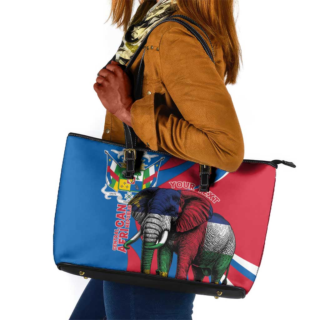 Personalised Central African Republic Elephant Leather Tote Bag Coat Of Arms With Map