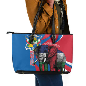 Personalised Central African Republic Elephant Leather Tote Bag Coat Of Arms With Map