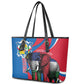 Personalised Central African Republic Elephant Leather Tote Bag Coat Of Arms With Map
