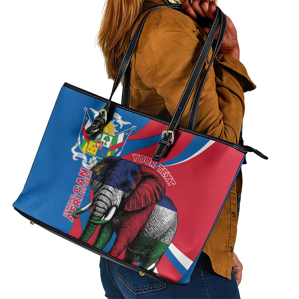 Personalised Central African Republic Elephant Leather Tote Bag Coat Of Arms With Map