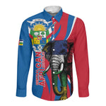 Personalised Central African Republic Elephant Long Sleeve Button Shirt Coat Of Arms With Map