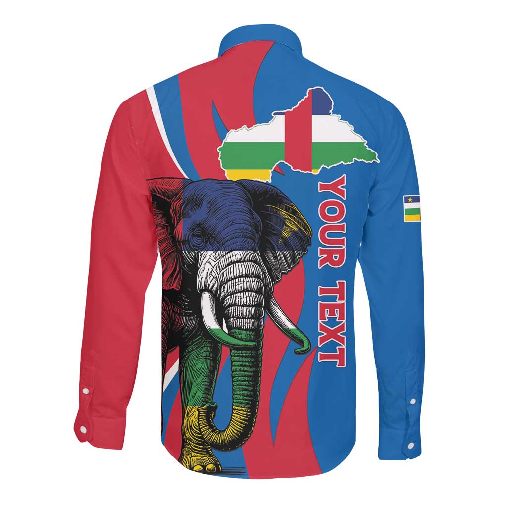 Personalised Central African Republic Elephant Long Sleeve Button Shirt Coat Of Arms With Map