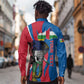 Personalised Central African Republic Elephant Long Sleeve Button Shirt Coat Of Arms With Map