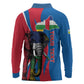 Personalised Central African Republic Elephant Long Sleeve Polo Shirt Coat Of Arms With Map
