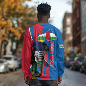 Personalised Central African Republic Elephant Long Sleeve Shirt Coat Of Arms With Map