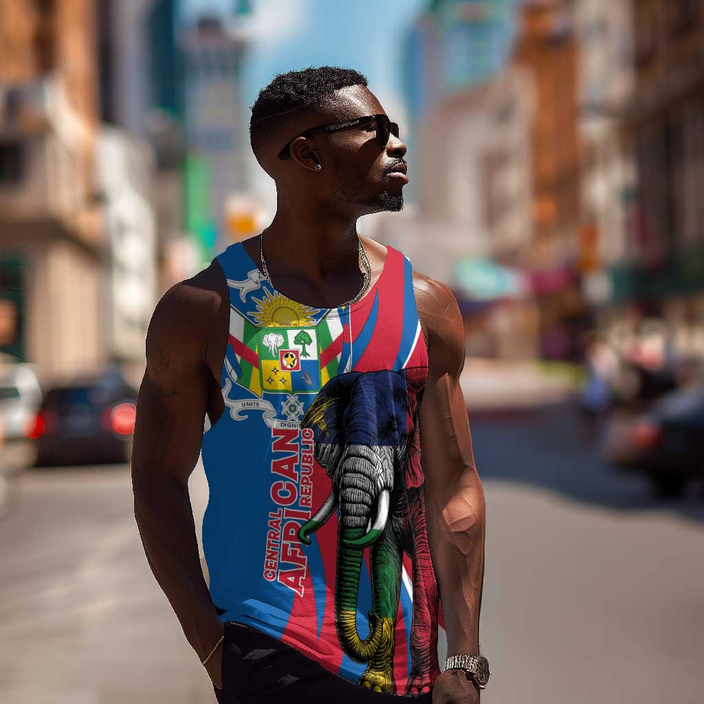 Personalised Central African Republic Elephant Men Tank Top Coat Of Arms With Map