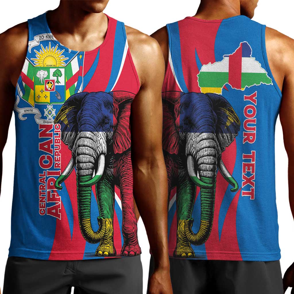 Personalised Central African Republic Elephant Men Tank Top Coat Of Arms With Map