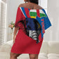 Personalised Central African Republic Elephant Off Shoulder Short Dress Coat Of Arms With Map