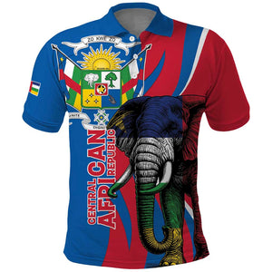 Personalised Central African Republic Elephant Polo Shirt Coat Of Arms With Map