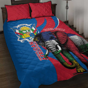 Personalised Central African Republic Elephant Quilt Bed Set Coat Of Arms With Map