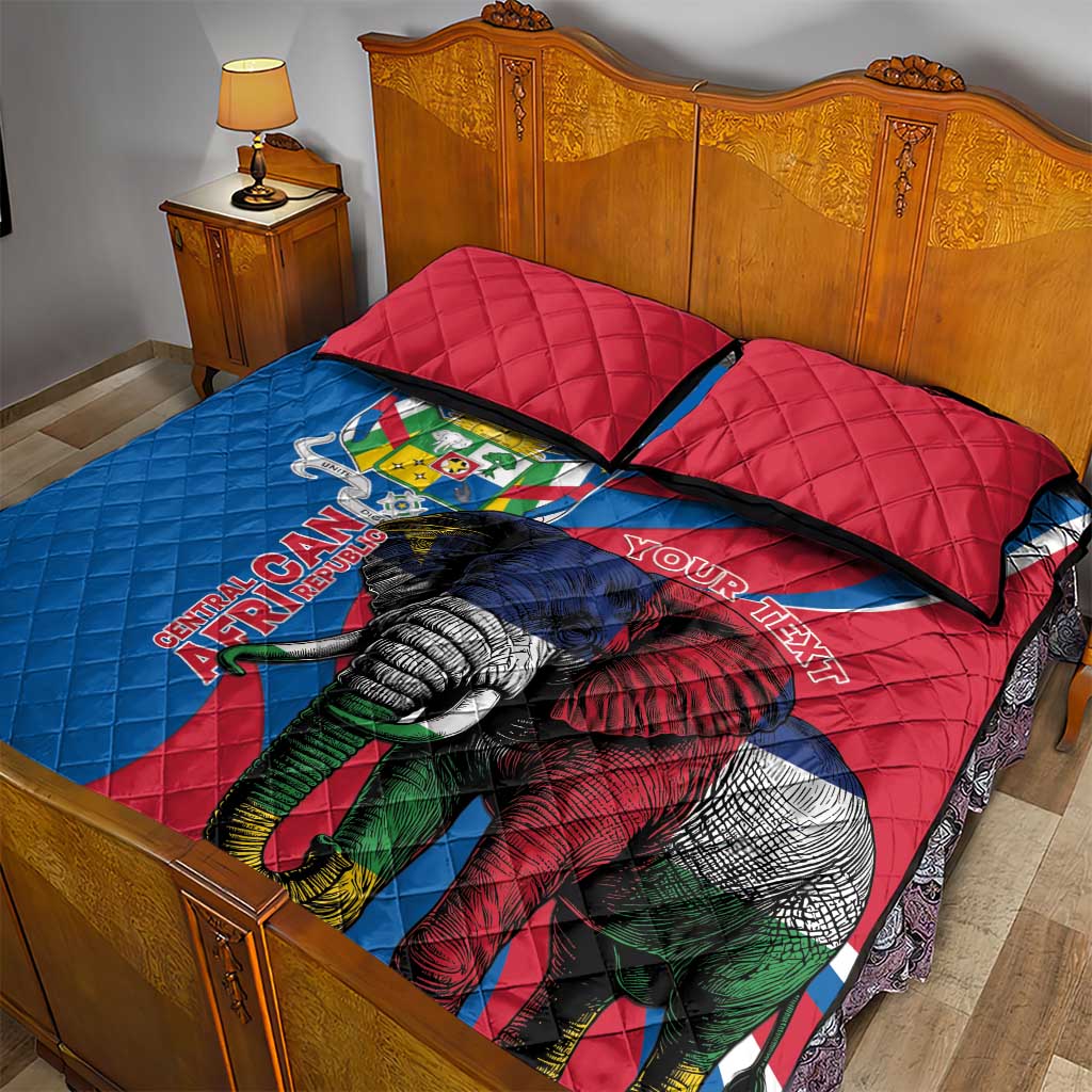 Personalised Central African Republic Elephant Quilt Bed Set Coat Of Arms With Map