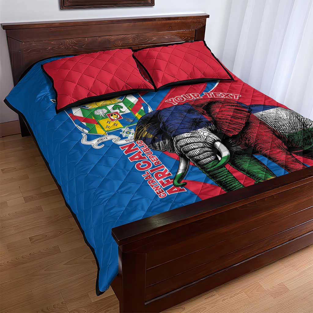 Personalised Central African Republic Elephant Quilt Bed Set Coat Of Arms With Map
