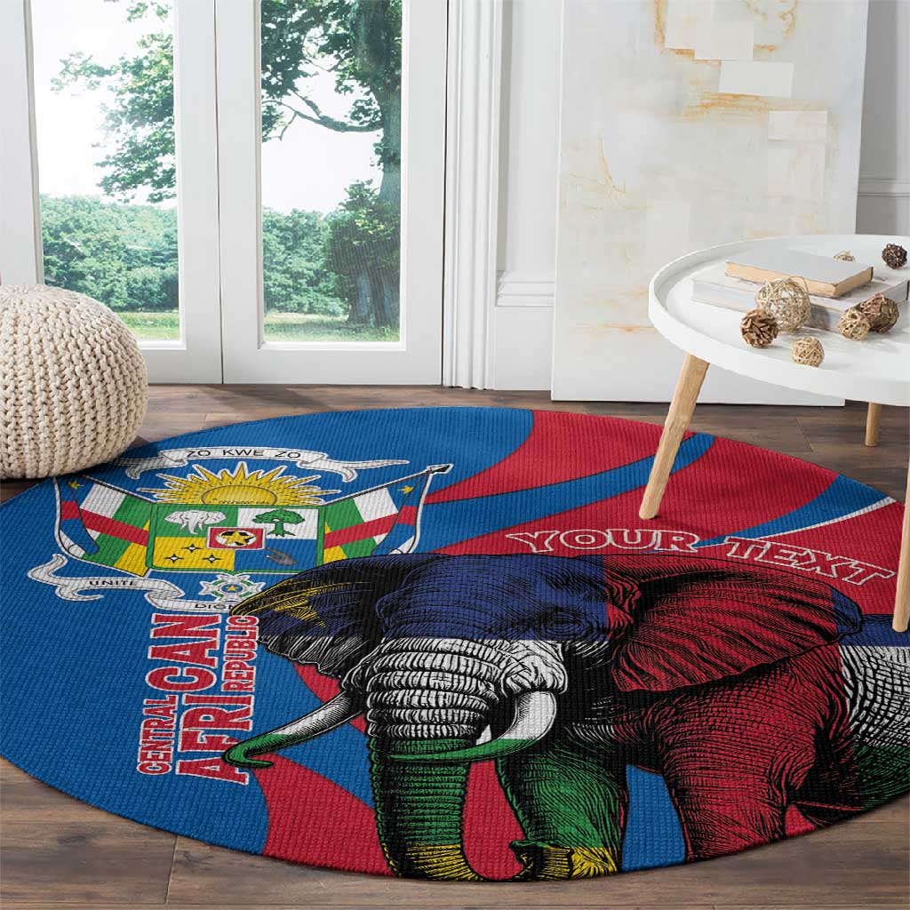 Personalised Central African Republic Elephant Round Carpet Coat Of Arms With Map