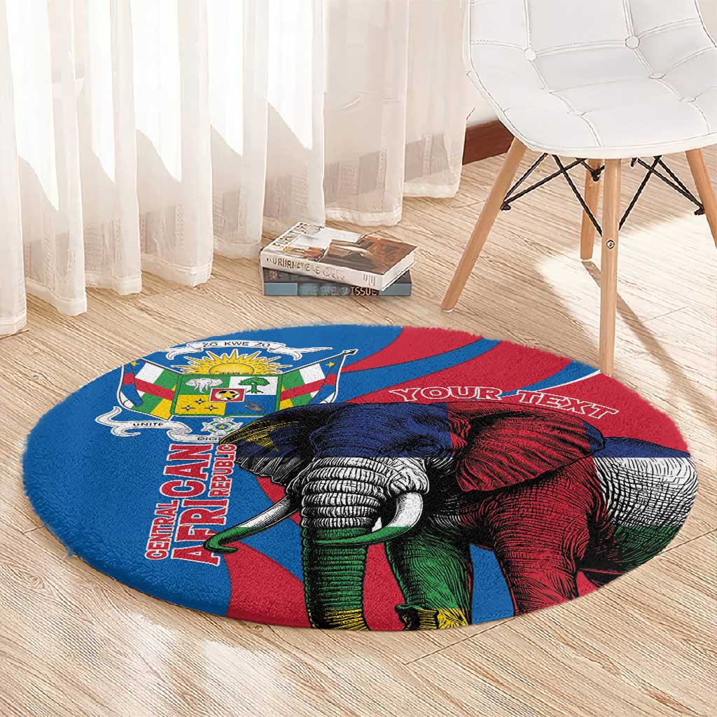 Personalised Central African Republic Elephant Round Carpet Coat Of Arms With Map