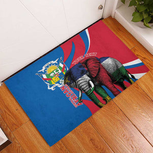 Personalised Central African Republic Elephant Rubber Doormat Coat Of Arms With Map