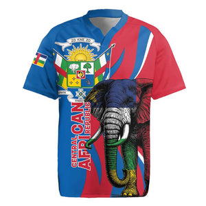 Personalised Central African Republic Elephant Rugby Jersey Coat Of Arms With Map