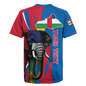 Personalised Central African Republic Elephant Rugby Jersey Coat Of Arms With Map