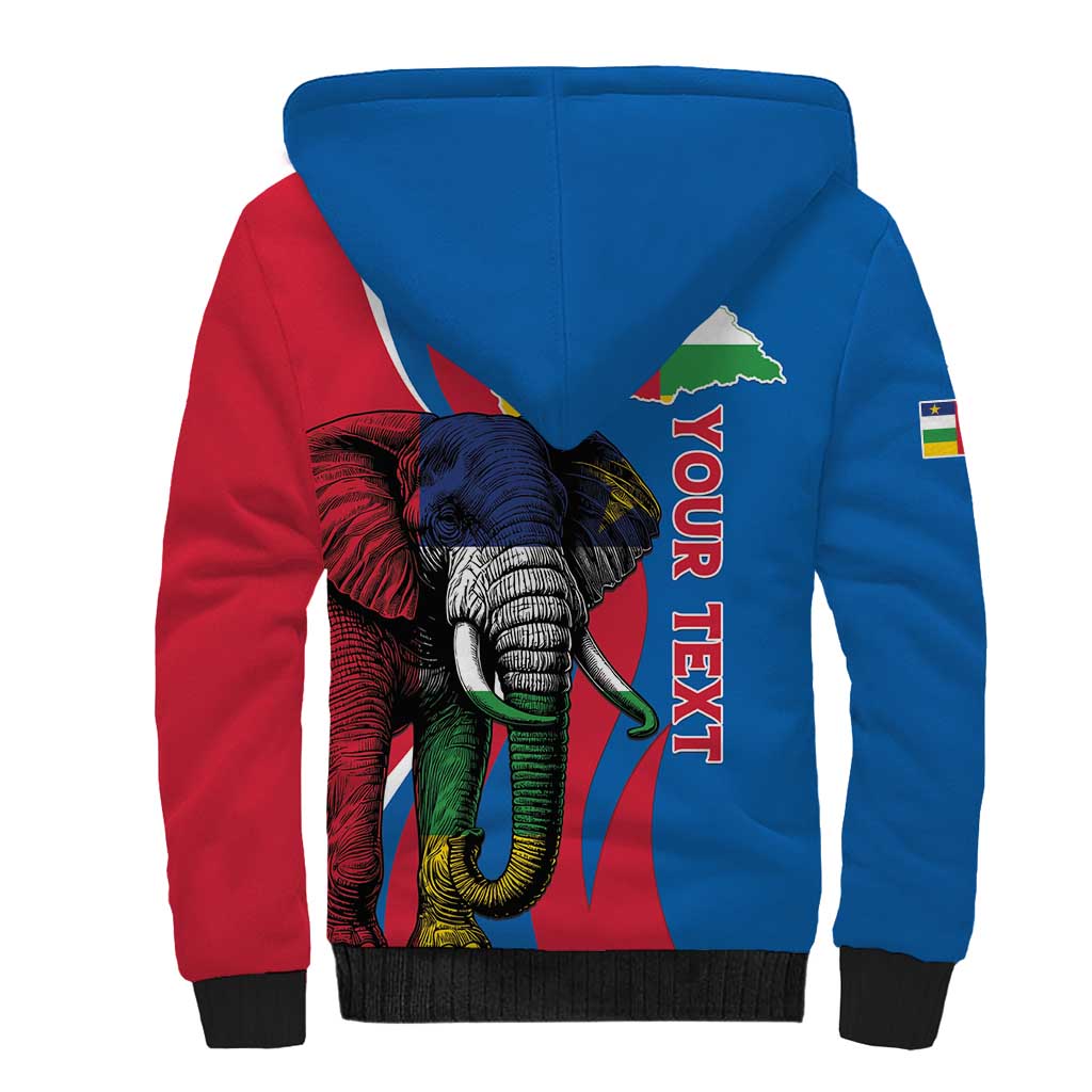 Personalised Central African Republic Elephant Sherpa Hoodie Coat Of Arms With Map