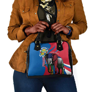 Personalised Central African Republic Elephant Shoulder Handbag Coat Of Arms With Map