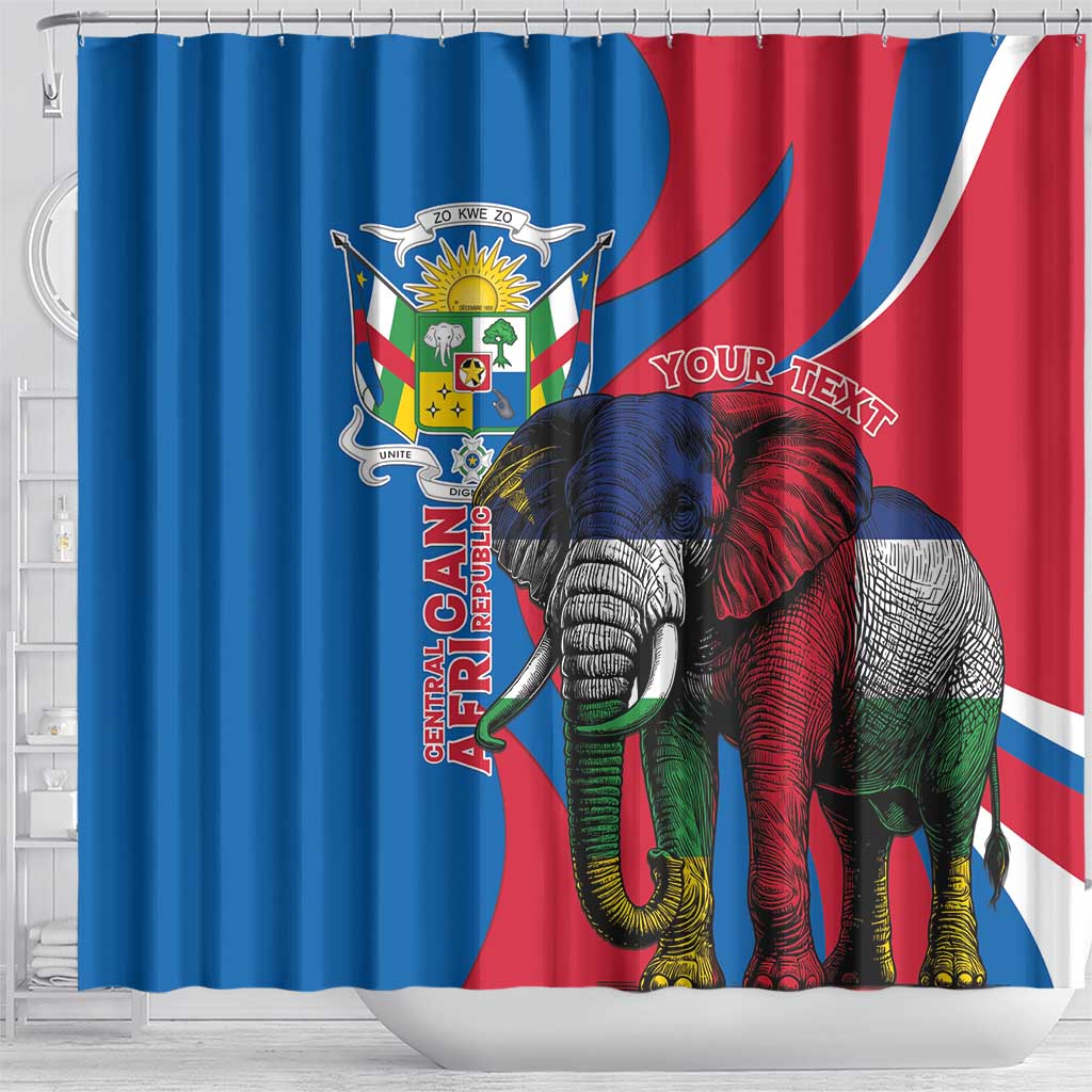 Personalised Central African Republic Elephant Shower Curtain Coat Of Arms With Map