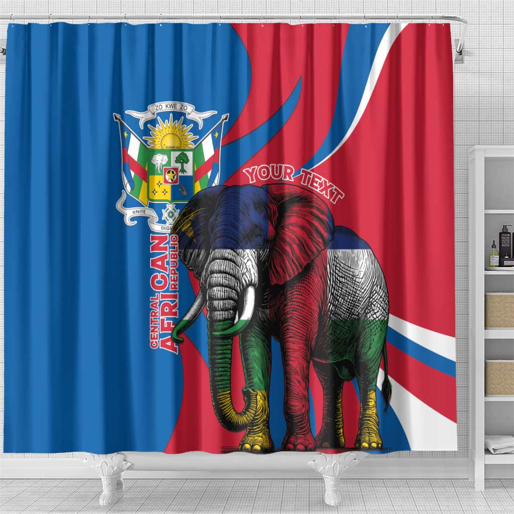 Personalised Central African Republic Elephant Shower Curtain Coat Of Arms With Map