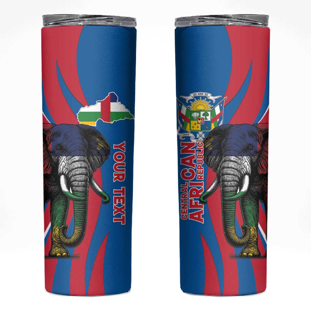 Personalised Central African Republic Elephant Skinny Tumbler Coat Of Arms With Map