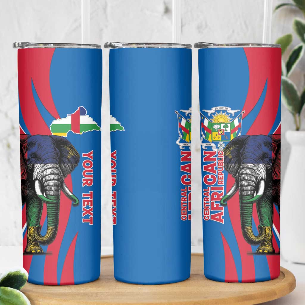 Personalised Central African Republic Elephant Skinny Tumbler Coat Of Arms With Map