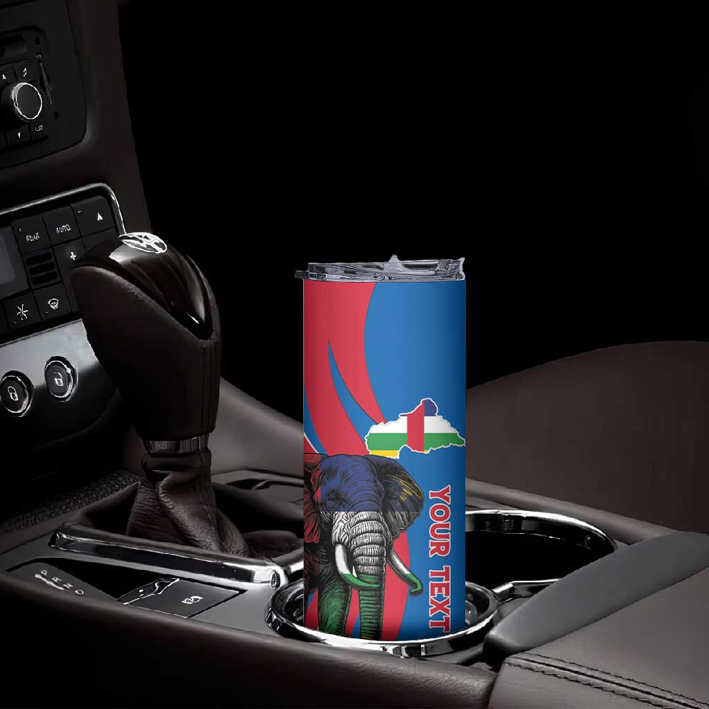 Personalised Central African Republic Elephant Skinny Tumbler Coat Of Arms With Map