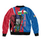 Personalised Central African Republic Elephant Sleeve Zip Bomber Jacket Coat Of Arms With Map