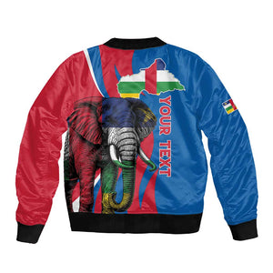 Personalised Central African Republic Elephant Sleeve Zip Bomber Jacket Coat Of Arms With Map